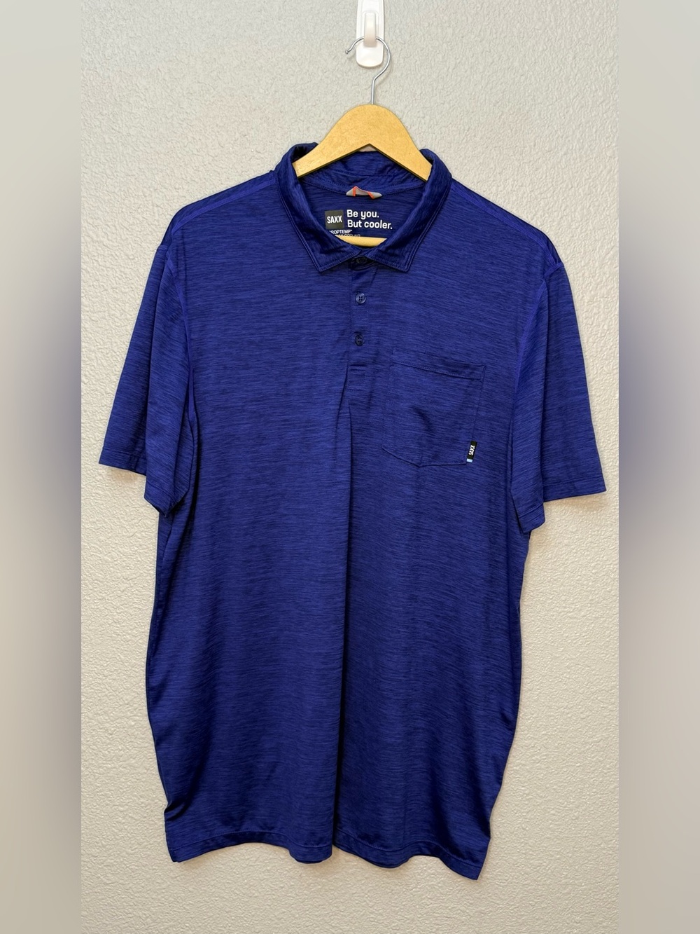 Saxx | DropTemp All Day Cooling UPF Perf Polo | Dark Blue Heather | Size XL
